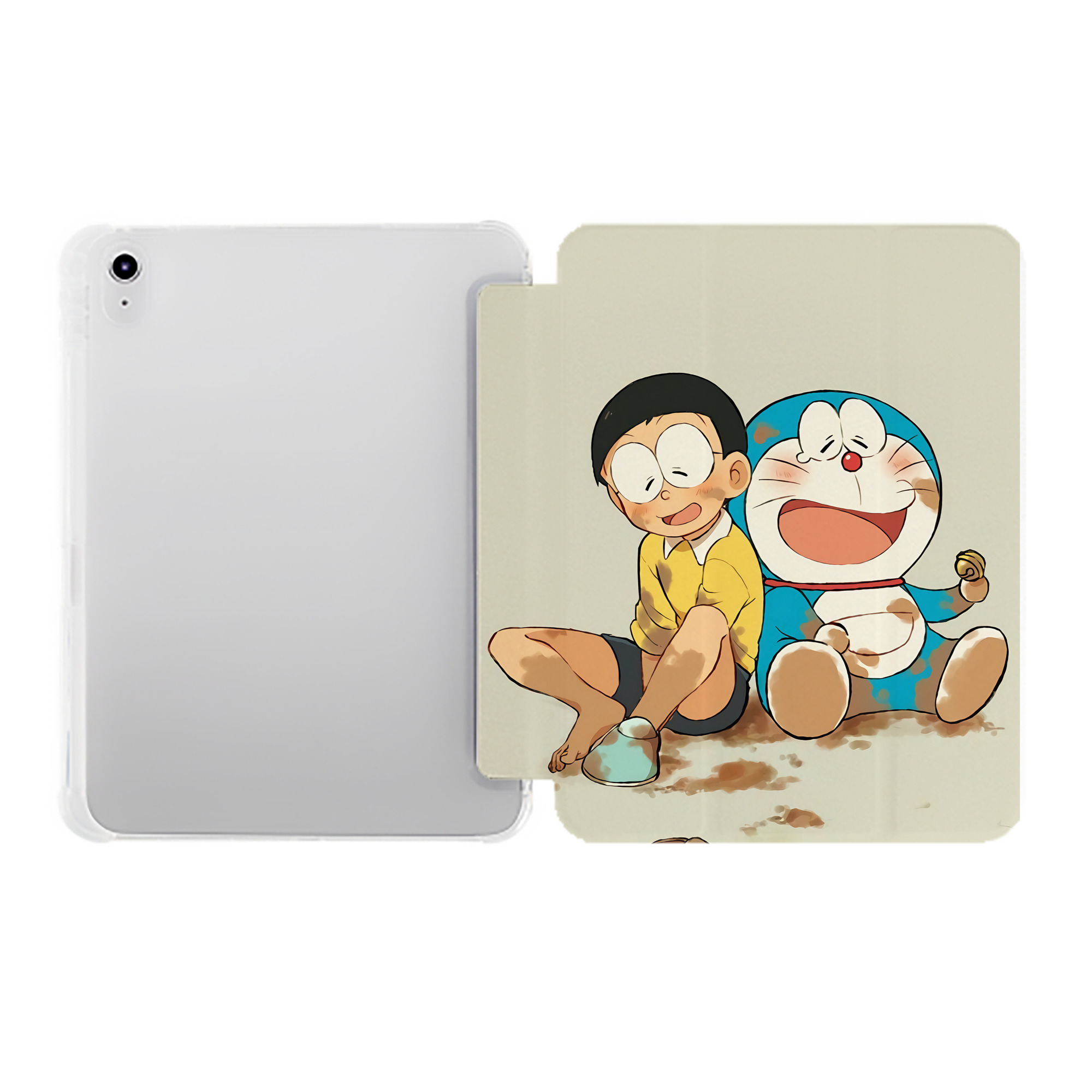 （画像用） ドラえもん Doraemon IPad ケース ペン収納付き 三つ折りスタンド PUレザー×シリコン 対応機種9.5/10.5/10.9インチ